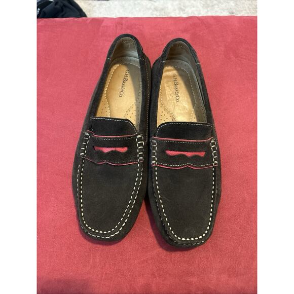 G.H. Bass Weejuns Loafers Men Size 10.5 Brown Suede & Red-Unique Design 2305-255 main image 10